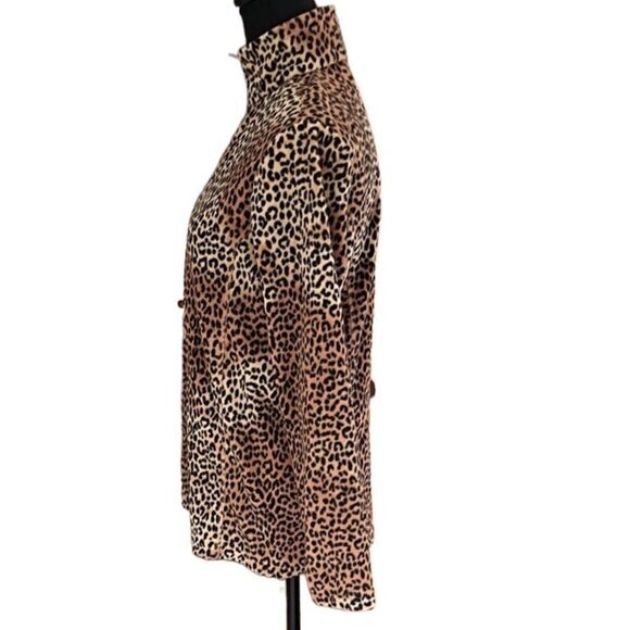 Lands End Womens Fleece 1/4 Zip Cheetah Print Pullover Size Small (6-8) - Picture 3 of 6